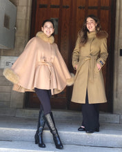 Load image into Gallery viewer, Maria Belted Cape  -  Cashmere & Wool Blend - Fox Trim