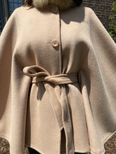 Load image into Gallery viewer, Maria Belted Cape  -  Cashmere & Wool Blend - Fox Trim