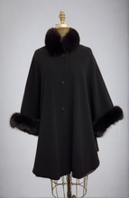 Load image into Gallery viewer, Ava Fur Collar Cape - Cashmere & Wool Blend - Genuine Fox Trim