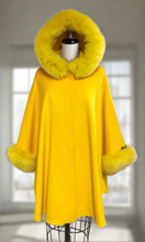 Load image into Gallery viewer, Adele Fur Hooded Cape - 23% Cashmere & Wool Blend - Genuine Fox Trim