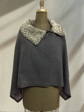Load image into Gallery viewer, Alexandra Short Capelette - 100% Merino Wool - Persian Lamb Collar