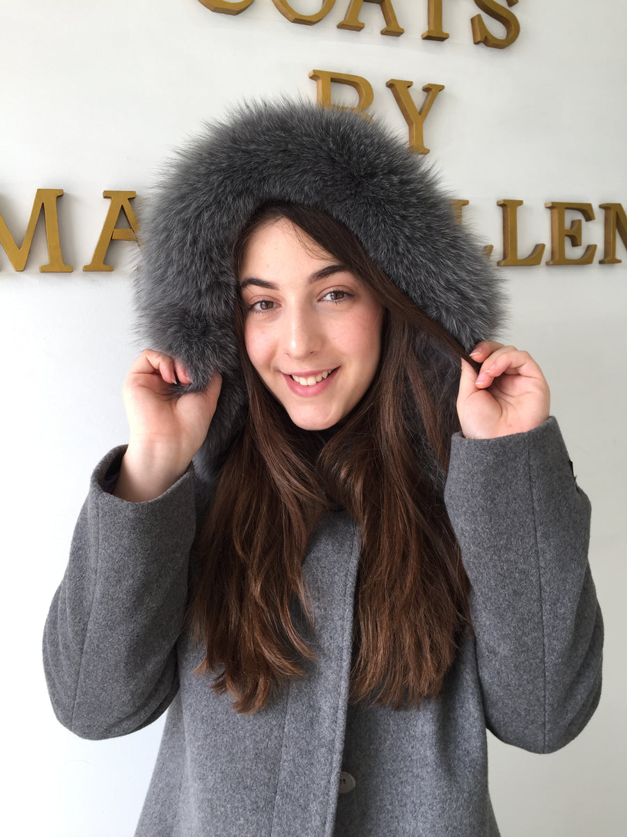 Larissa grey faux sales fur hooded coat