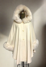 Load image into Gallery viewer, Adele Fur Hooded Cape - 23% Cashmere & Wool Blend - Genuine Fox Trim