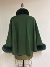 Load image into Gallery viewer, Maria Belted Cape - 100% Pure Virgin Merino Wool - Fox Trim