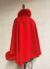 Load image into Gallery viewer, Maria Belted Cape  -  Cashmere & Wool Blend - Fox Trim