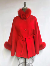 Load image into Gallery viewer, Maria Belted Cape  -  Cashmere & Wool Blend - Fox Trim