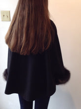Load image into Gallery viewer, Maria Belted Cape -  Cashmere & Wool Blend-Fox Trim