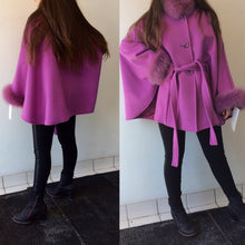 Load image into Gallery viewer, Maria Belted Cape -  Cashmere & Wool Blend-Fox Trim