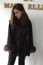 Load image into Gallery viewer, Maria Belted Cape  -  Cashmere & Wool Blend - Fox Trim