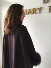 Load image into Gallery viewer, Maria Belted Cape  -  Cashmere & Wool Blend - Fox Trim