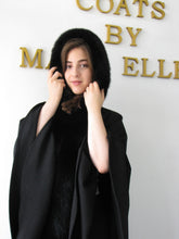 Load image into Gallery viewer, Ella Hooded Cape - 50% Cashmere & Wool Blend - Genuine Fox Trim