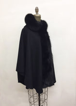 Load image into Gallery viewer, Ella Hooded Cape - 50% Cashmere & Wool Blend - Genuine Fox Trim