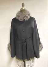 Load image into Gallery viewer, Maria Belted Cape  -  Cashmere & Wool Blend - Fox Trim