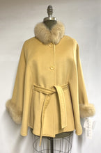 Load image into Gallery viewer, Maria Belted Cape  -  Cashmere & Wool Blend - Fox Trim