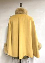 Load image into Gallery viewer, Maria Belted Cape  -  Cashmere & Wool Blend - Fox Trim