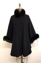 Load image into Gallery viewer, Ava Fur Collar Cape - Cashmere &amp; Wool Blend - Genuine Fox Trim
