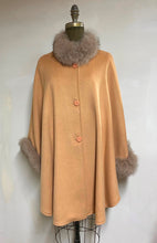 Load image into Gallery viewer, Ava Fur Collar Cape - Cashmere &amp; Wool Blend - Genuine Fox Trim
