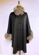 Load image into Gallery viewer, Ava Fur Collar Cape - Cashmere & Wool Blend - Genuine Fox Trim