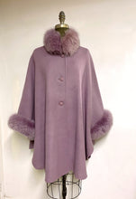 Load image into Gallery viewer, Ava Fur Collar Cape - Cashmere &amp; Wool Blend - Genuine Fox Trim
