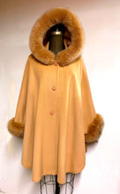 Load image into Gallery viewer, Adele Fur Hooded Cape - 23% Cashmere &amp; Wool Blend - Genuine Fox Trim
