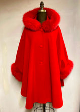 Load image into Gallery viewer, Adele Fur Hooded Cape - 23% Cashmere & Wool Blend - Genuine Fox Trim