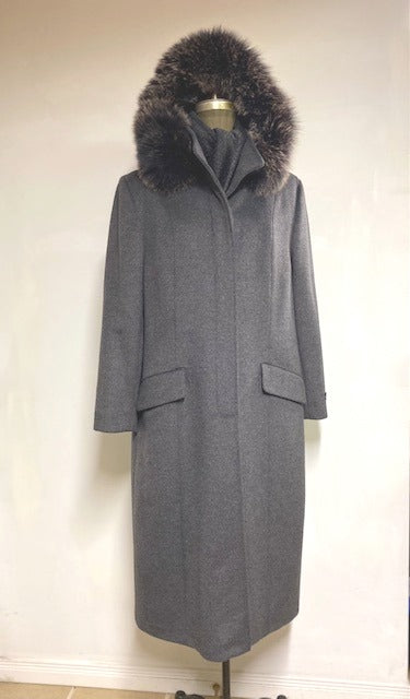 Ida - Full Length Coat -50% Cashmere and Wool Blend - Detachable Hood