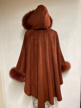 Load image into Gallery viewer, Ella Hooded Cape - Cashmere &amp; Wool Blend - Genuine Fox Trim
