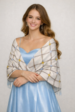 Load image into Gallery viewer, Silk and Cashmere Shawl - Check Dot Collection
