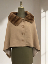 Load image into Gallery viewer, Alexandra Short Capelette - 100% Merino Wool -Mink Collar
