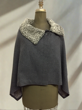 Load image into Gallery viewer, Alexandra Short Capelette - 100% Merino Wool - Persian Lamb Collar
