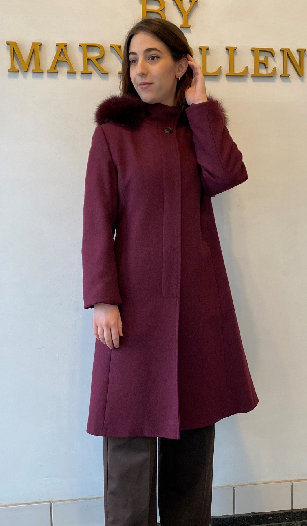 Elena Coat - 100% Pure Virgin Merino Wool - Detachable Fox Hood