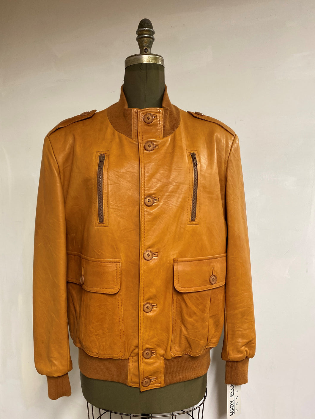 Men's Leather Bomber Jacket- Style #AB121-1-BJ