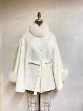 Load image into Gallery viewer, Maria Belted Cape  -  Cashmere &amp; Wool Blend - Fox Trim
