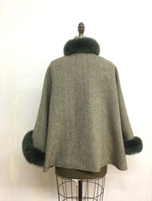 Load image into Gallery viewer, Maria Belted Cape - 100% Pure Virgin Merino Wool - Fox Trim

