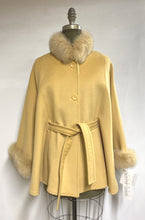 Load image into Gallery viewer, Maria Belted Cape  -  Cashmere &amp; Wool Blend - Fox Trim
