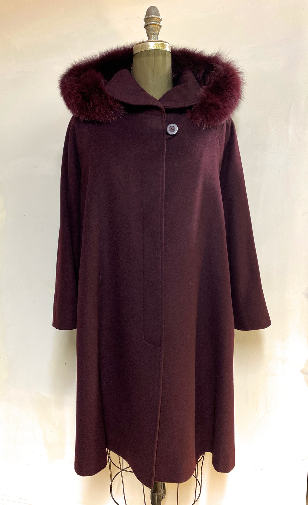 Fiorella Coat - 50% Cashmere & Wool Blend - Detachable Fox Hood