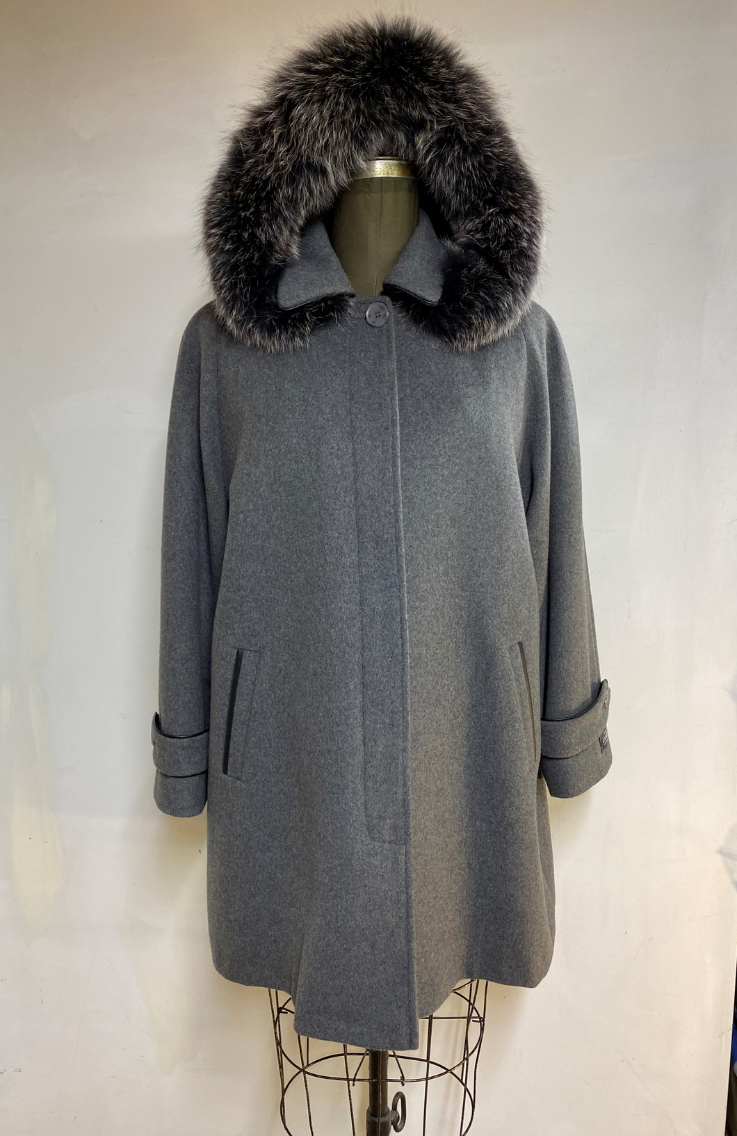 Esther Car Coat - 50% Cashmere & Wool Blend - Detachable Fox Hood