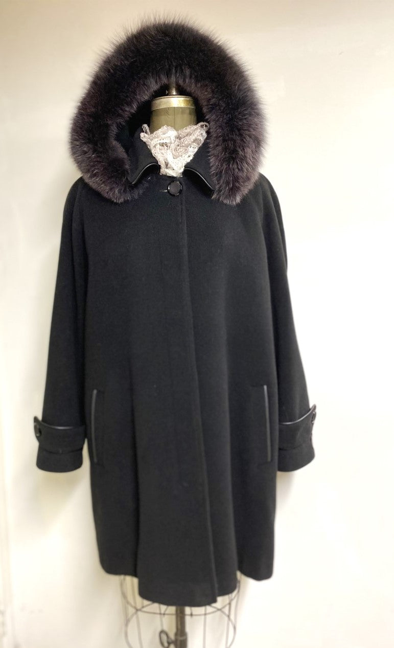 Esther Car Coat - Cashmere & Wool Blend - Detachable Fox Hood